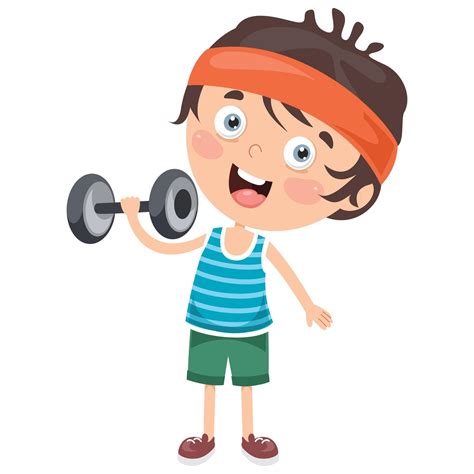 Little Boy Making Weight Lifting Exercise 2710530 Vector Art At Vecteezy