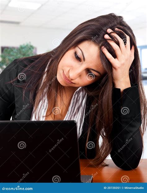 Woman Having Problems With Computer Stock Image Image Of Tired