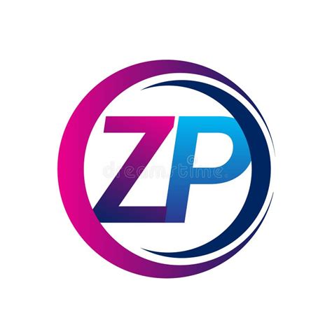 Initial Letter Logo Zp Company Name Blue And Magenta Color On Circle