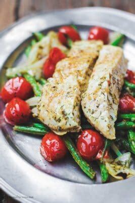 Add the green beans, tomatoes, and onions and toss to coat with the sauce. Baked Halibut Recipe, Mediterranean Style | The ...