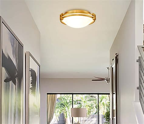 Brass Modern Flush Mount Ceiling Light 12 Inch Claxy