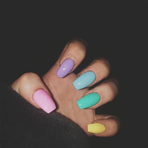 There's something special about the mix of blue and green together. Pink, purple, blue, green & yellow | Purple and pink nails ...