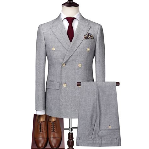 Visit us and get best deal. Plyesxale Double Breasted Suit Men Red Light Grey 3 Piece ...