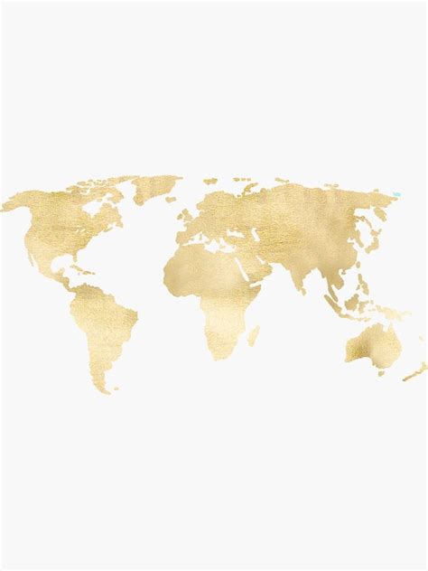 Gold World Map Sticker By Tangerine Tane Redbubble Maps Aesthetic
