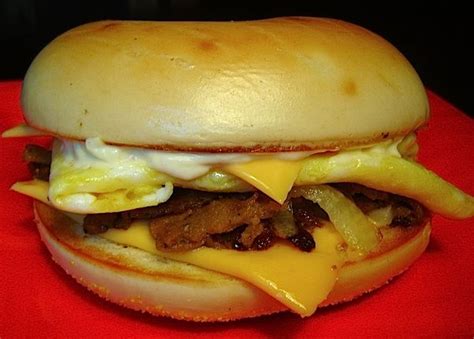 Sandwiches can't resist the great taste of kraft mayo. | McDonald's Breakfast Steak Egg and Cheese Bagel ...