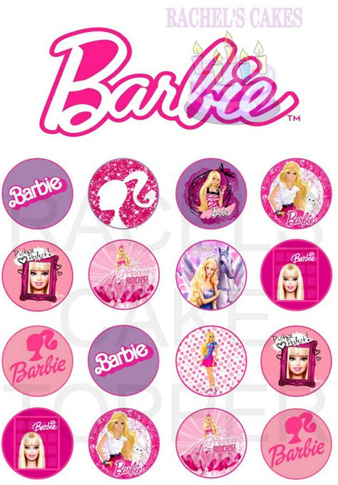 BARBIE LOGO CUPCAKES ON A4 EDIBLE CAKE TOPPER ICING SHEET DECORATION