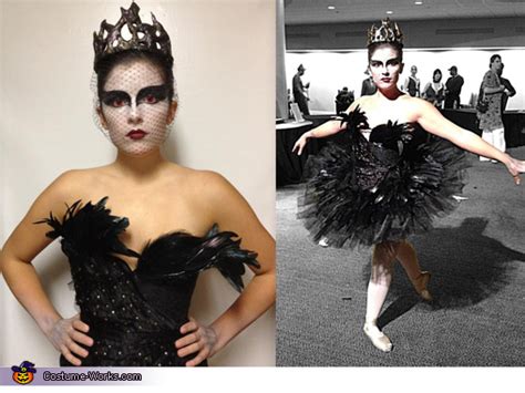 The black swan costume includes a black and silver mini dress with corset top, a tutu skirt with a black petticoat, long, black. Hand made Black Swan costume