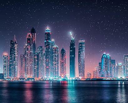 Dubai Skyline Night Wallpapers Starry Phones Tablet