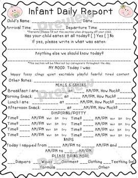 Infant daily report pdf and free printable daily report sheets can be beneficial inspiration for those who seek a picture according specific. Infant Daily Report | Child Care Infant Room | Pinterest