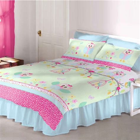 We've packaged up our bedding sets in a handy teal linen bag that contains OWLS 'TWIT TWOO' DOUBLE DUVET COVER SET GIRLS BEDDING ...