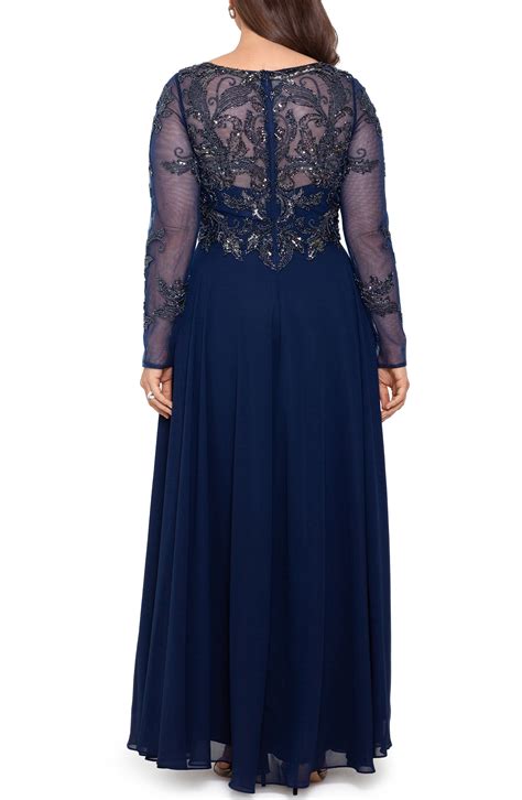 Xscape Chiffon Beaded Long Sleeve Gown Nordstrom In 2022 Long