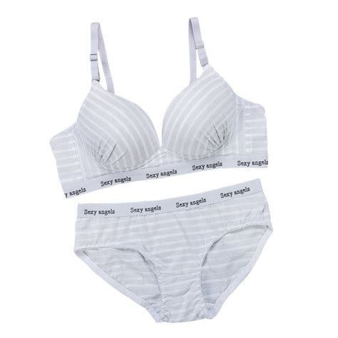 2019 Sexy Striped Bra Set Ultra Deep Rim Gather Bra Women Push Up Wirefree Underwear Briefs Sets