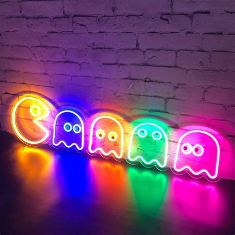 Pac Man And Ghosts Led Neon Light Sign Wall Decor Etsy