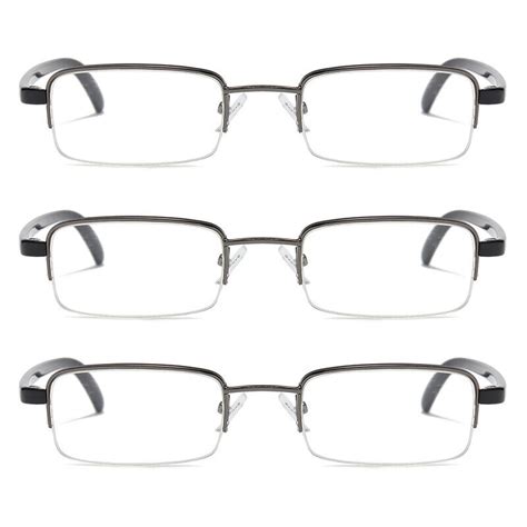 3 Pairs Mens Half Frame Lightweight Rectangular Reading Glasses Classic Readers Ebay