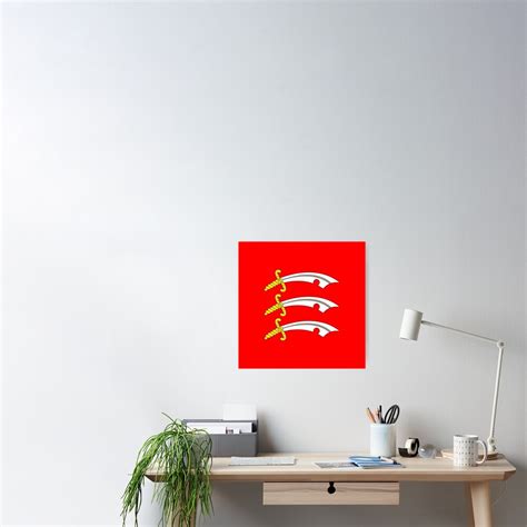 Essex County Flag Three Saxon Seaxes Of Red Field Poster By Solarcross Redbubble