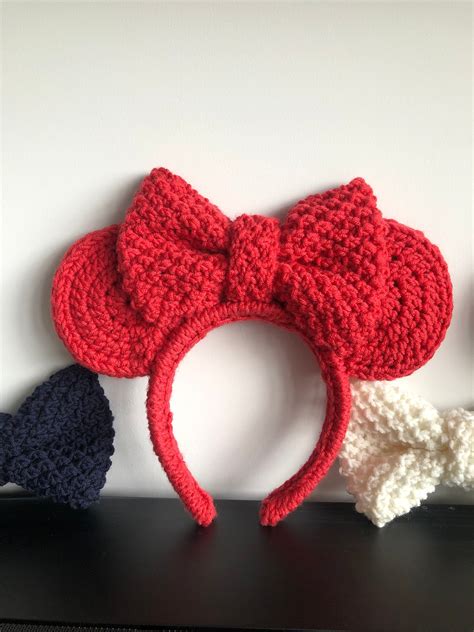 Crochet Mickey Mouse Ears Headband Custom Colors Knit And Etsy