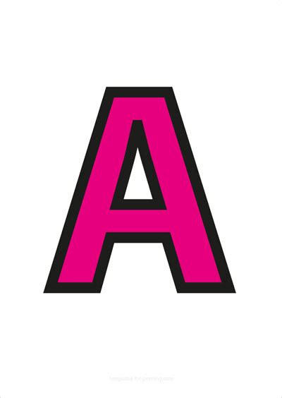 Capital Letters Pink With Black Contours Templates For Printing