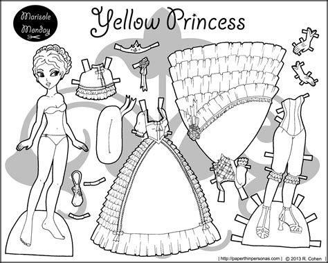 You can even make use of timber. marisole-yellow-princess-BW.png (1500×1200) | Paper dolls ...