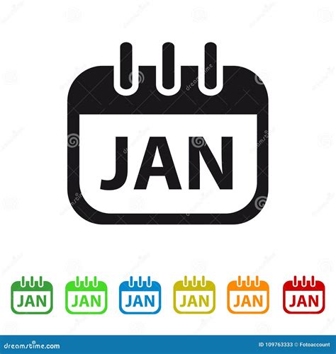 January Calendar Icon Colorful Vector Symbol Stock Vector