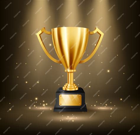 Premium Vector Realistic Golden Trophy With Text Space