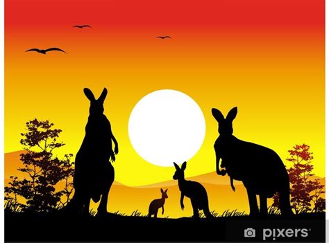 Though several australian animals are considered dangerous, you're more likely to get injured from a horse than a snake in australia. Australia sunset with kangaroo family silhouette Wall ...