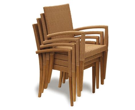 Outdoor sets with garden table and chairs. St Tropez Teak Garden Table and 6 Rattan Stackable Chairs Set