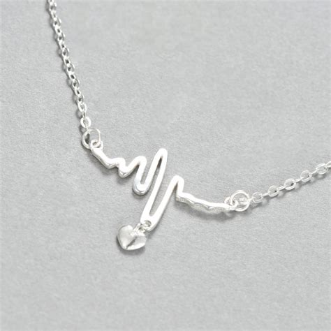 Heart Electrocardiogram Women Clavicle Chain 100 925 Sterling Silver