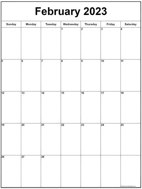 February 2020 Vertical Calendar Portrait