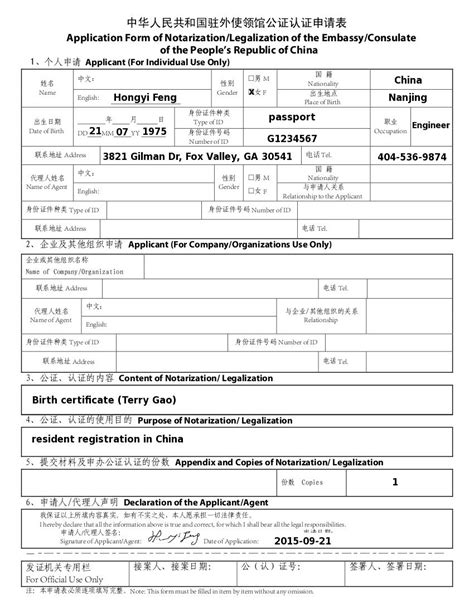 Chinese Visa Application Sample Chinese Visa Application Form Sheet