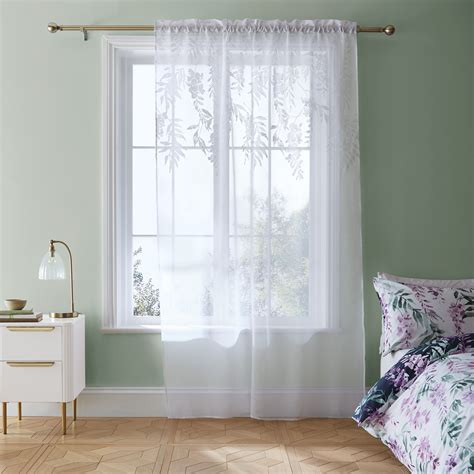 Catherine Lansfield Wisteria Floral Voile Curtain Panel Uk