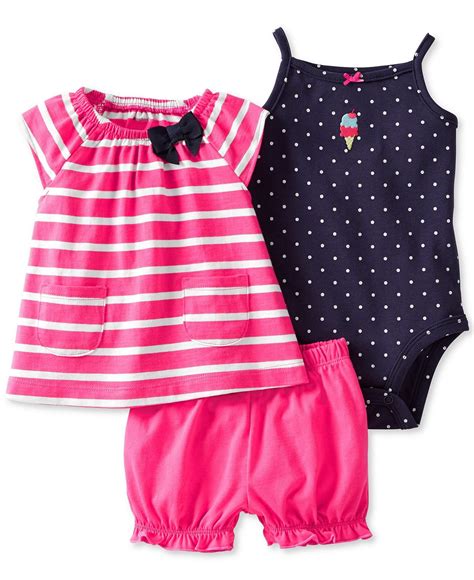 Carters Baby Girls 3 Piece Top Bodysuit And Diaper Cover Set And Reviews