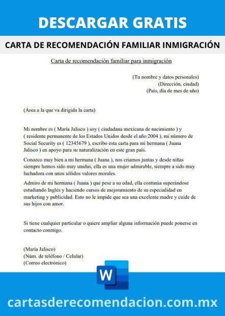 Cartas De Recomendación Familiar Ejemplos ️ 2022