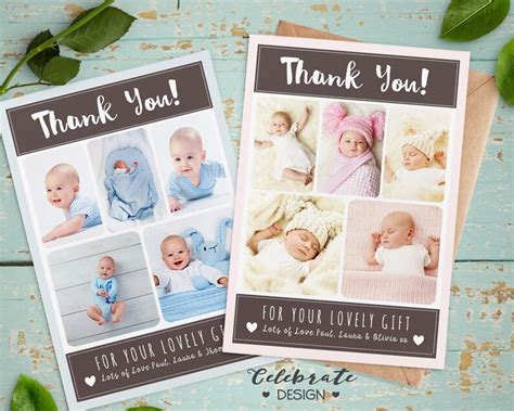 Personalised Thank You Cards With Photo Birthday New Baby Etsy