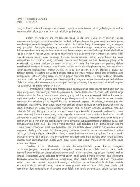 Memainkan peranan penting dlm vmatlamat ibu bapa: contoh karangan