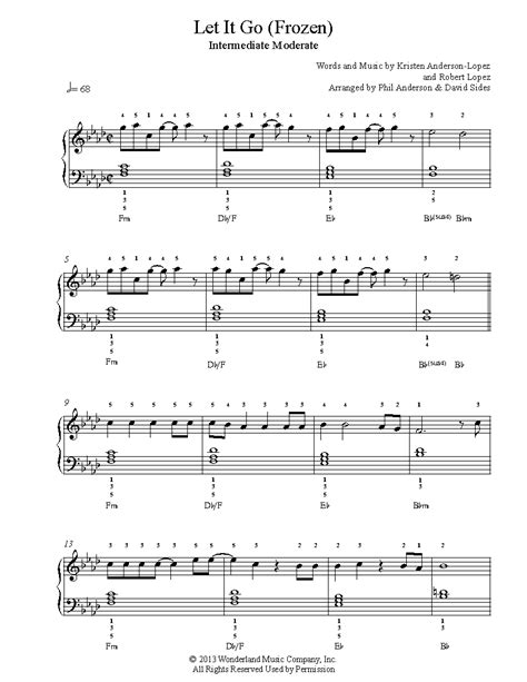 Let It Go By Frozen Sheet Music And Lesson Intermediate Level