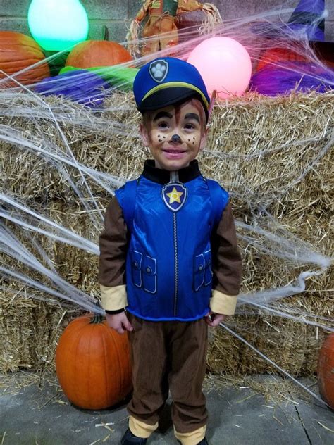 Chase From Paw Patrol With Face Paint Paw Patrol Halloween Costume