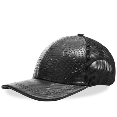 Gucci Gg Leather Front Mesh Baseball Cap Gucci