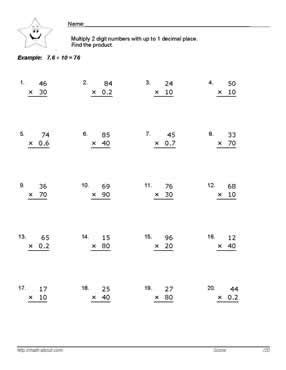 Multiplying decimal numbers by 2. 2 Digit Multiplication Worksheets with 1 Decimal ...