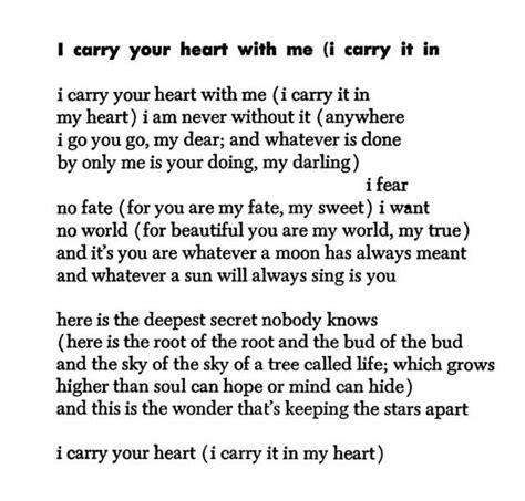 Poem I Carry Your Heart With Me I Carry It In — Ee Cummings R