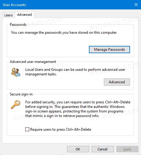 Add Classic User Accounts To Control Panel In Windows 10