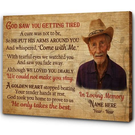 God Saw You Getting Tired Memorial Canvas For Loss Of A Loved One In