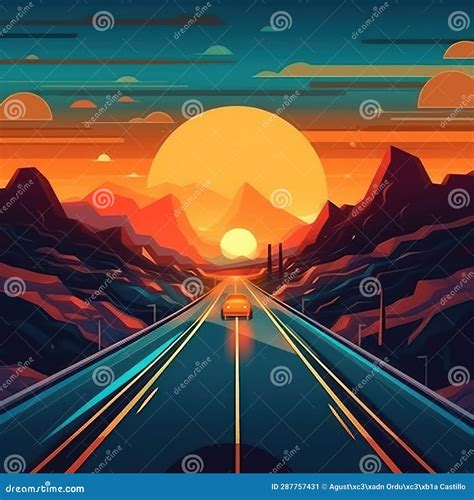 Illustration Of A Cartoon Drawing Of A Road Stock Image Image Of
