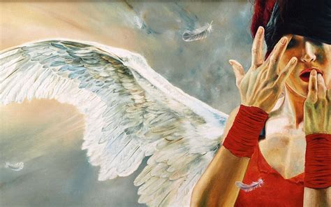 Wlodzimierz Kuklinski Fantasy Angels Gothic Wings Feathers Mood