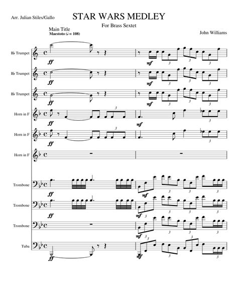 Top suggestions for star wars theme sheet music. Star Wars Medley sheet music for Trumpet, French Horn, Trombone, Tuba download free in PDF or MIDI