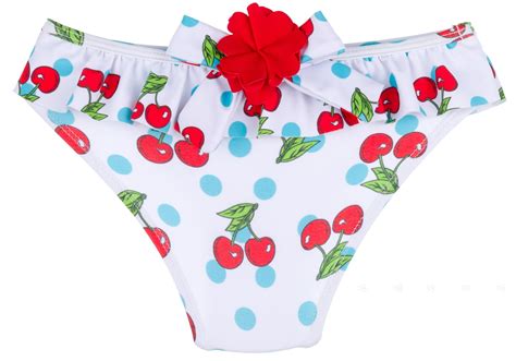 Dolce Petit Baby Girls Cherries And Light Blue Spotted Bikini Bottoms