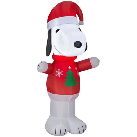 Peanuts Pre Lit Inflatable Snoopy Christmas Tree Sweater Airblown