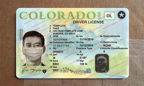Colorado Drivers License Template Fake Template