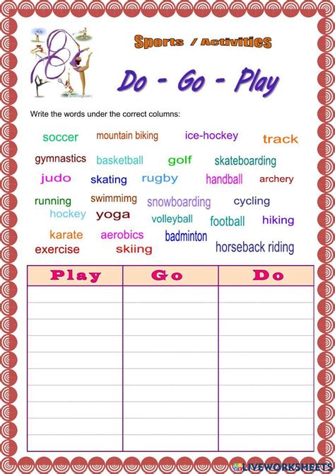 Sports Do Play Go Worksheet Live Worksheets