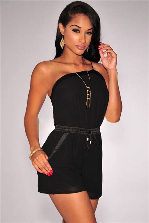 Women Black One Shoulder Drawstring Tube Top Romper Online Store For Women Sexy Dresses