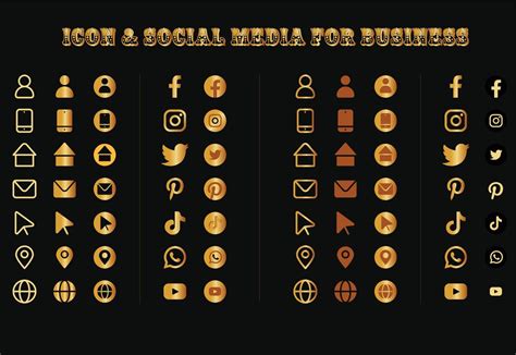 Gold Icon And Social Media For Business 5692054 Vector Art At Vecteezy